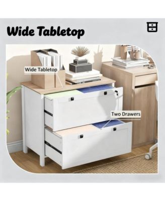 File Cabinet, Lateral Locking Filing Cabinet with 2-Drawer and Adjustable Hanging Bar for Letter/A4/Legal, Home Office Storage Cabinet