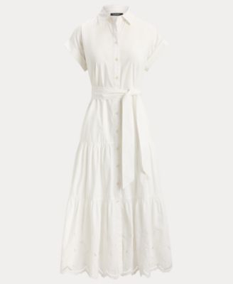 Women's Short-Sleeve Tiered Shirt-Dress