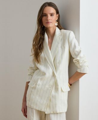 Women's Striped Double-Breasted Blazer