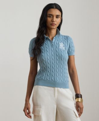 Women's Cable-Knit Polo Shirt