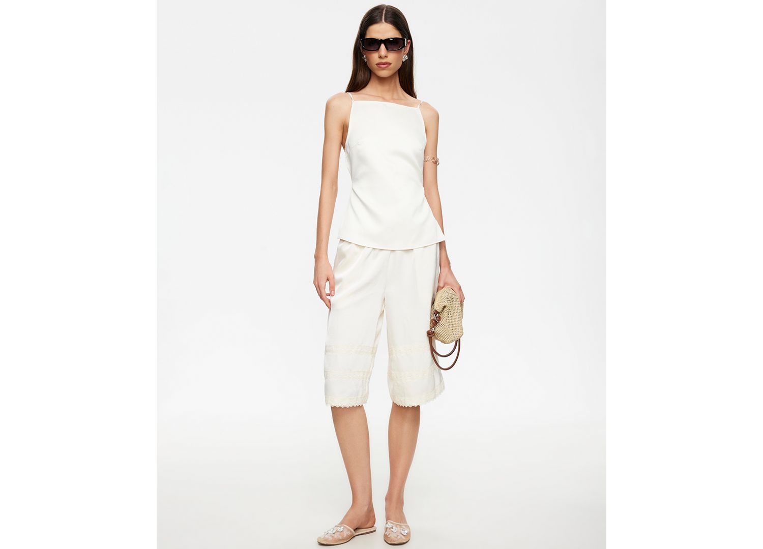Women's Lace-Trimmed Jort Shorts