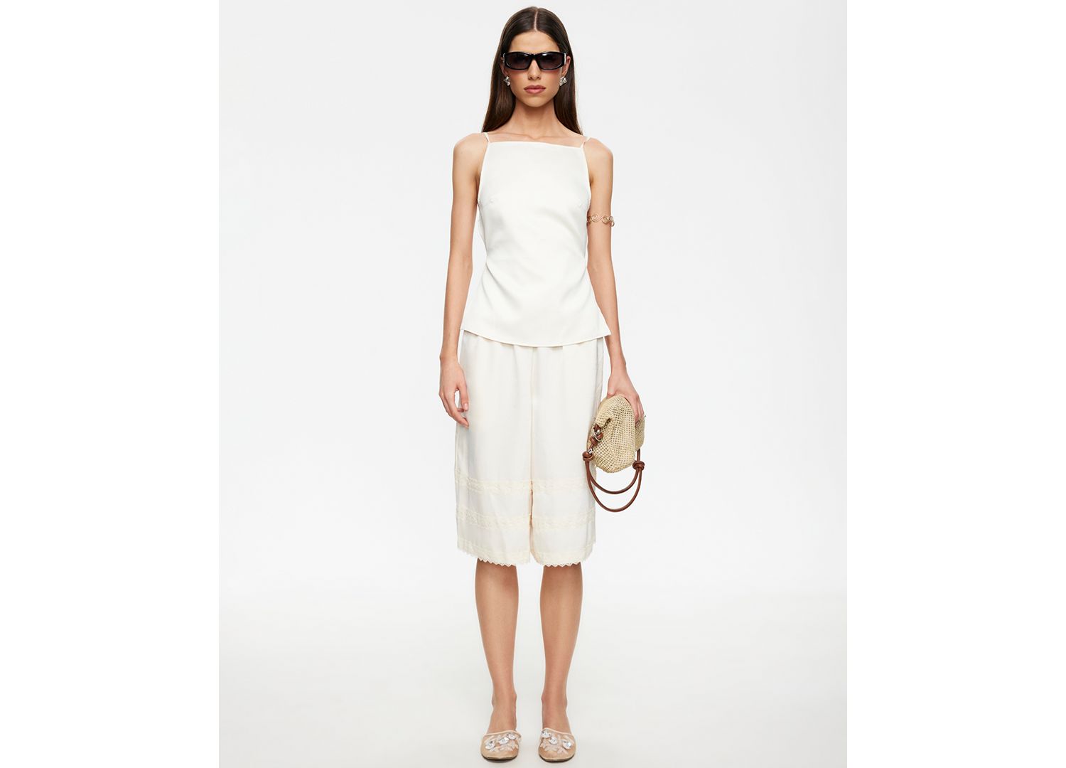 Women's Lace-Trimmed Jort Shorts