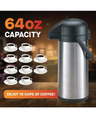 Thermal Coffee Carafe Dispenser 64 oz: Insulated Hot/Cold Stainless Steel