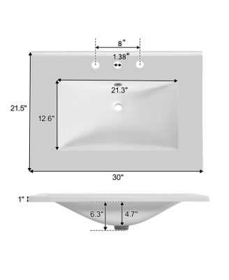 Natural Bathroom Vanity with Resin Sink, Freestanding Cabinet with Rattan Doors & Soft Close for Modern Storage