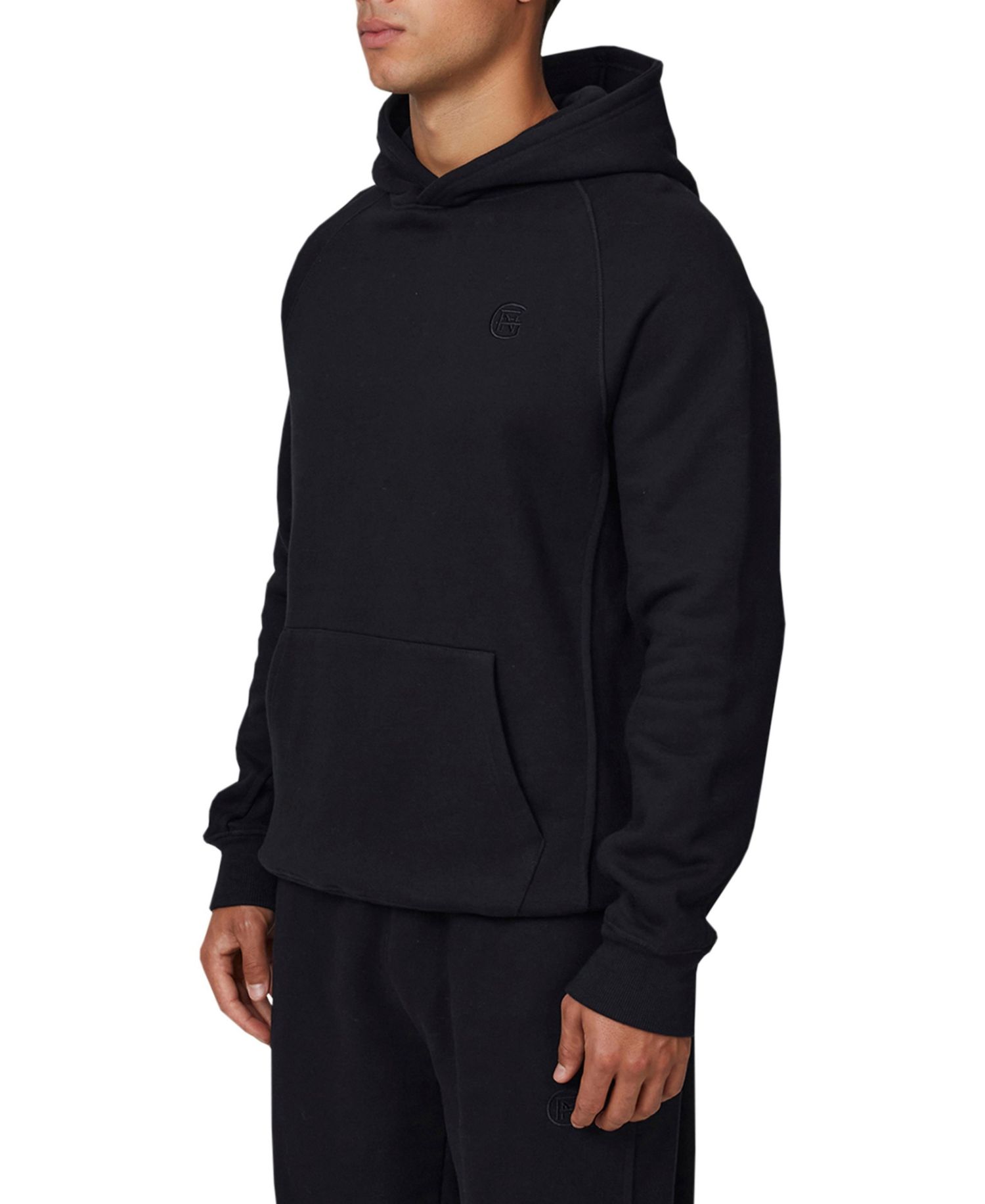 Men's Ribbed Emblem Pullover Hoodie