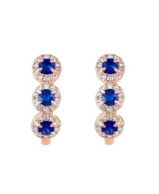 Sapphire (1/3 ct. t.w.) & Diamond (1/5 ct. t.w.) Oval Hoop Earrings in 14k Rose Gold (Also in White Gold and Yellow Gold)