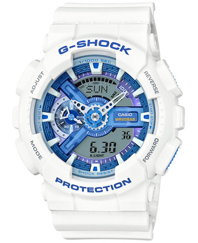 G-Shock Men's Analog-Digital White Resin Strap Watch 55x51mm GA110WB-7A