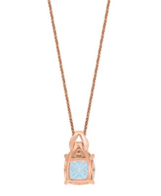 Aquamarine (3-1/2 ct. t.w.) & Diamond (1/8 ct. t.w.) 18" Pendant Necklace in 14k Rose Gold
