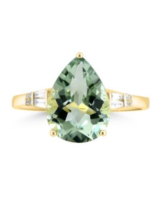 Green Amethyst (3-1/2 ct. t.w.) & Diamond (1/10 ct. t.w.) Ring in 14k Yellow Gold