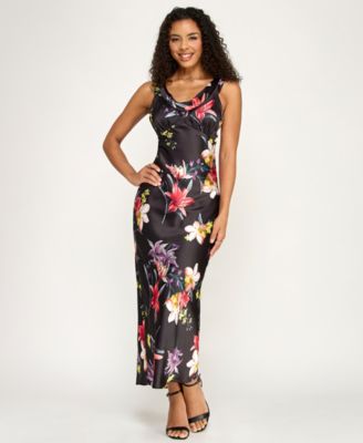 Juniors' Printed Cowl Neck Dress