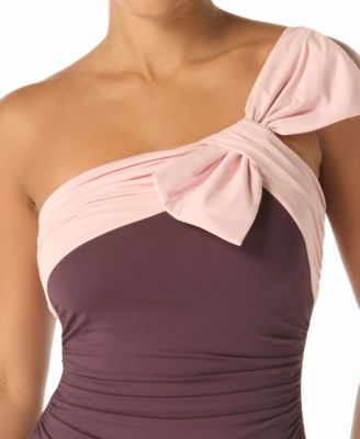 Women's One-Shoulder Bow One-Piece Swimsuit