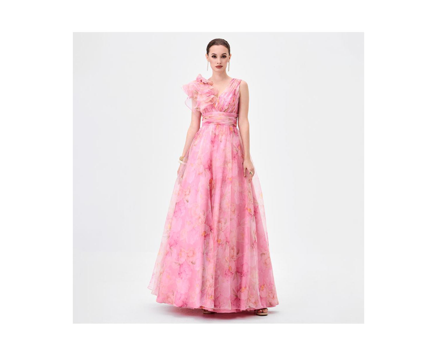 Women's Cressida Ruffle Shoulder Gown