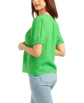 Women's Gauzy Textured V-Neck Top