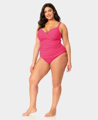 Plus Size Shirred Tankini Top