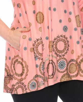 Plus Size Printed Sleeve Flowy Tunic Top