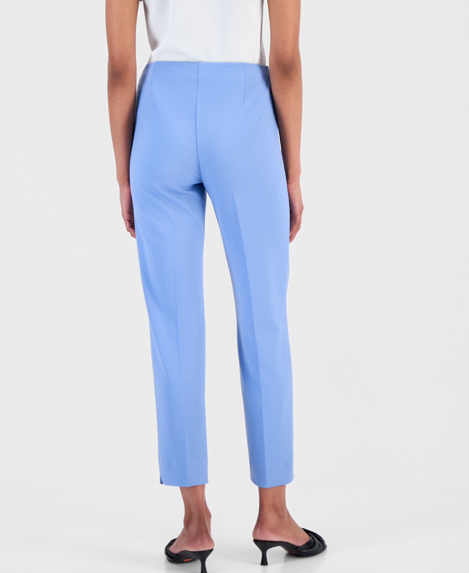 Women's Stretch Crepe Pull-On Hollywood Waist Straight Ankle Pants, Regular & Petite