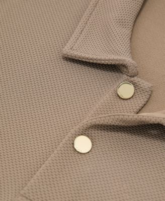 Men's Textured Half-Button Polo Shirt