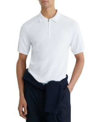 Men's Textured-Knit Half-Zip Polo Shirt