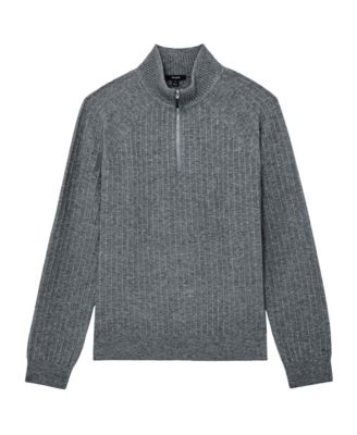 Men's Textured-Knit Half-Zip Wool Sweater