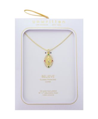 Cubic Zirconia Virgin Mary Multi Color Pendant Necklace