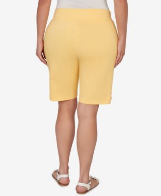 Plus Size Solid Tech Stretch Bermuda Shorts