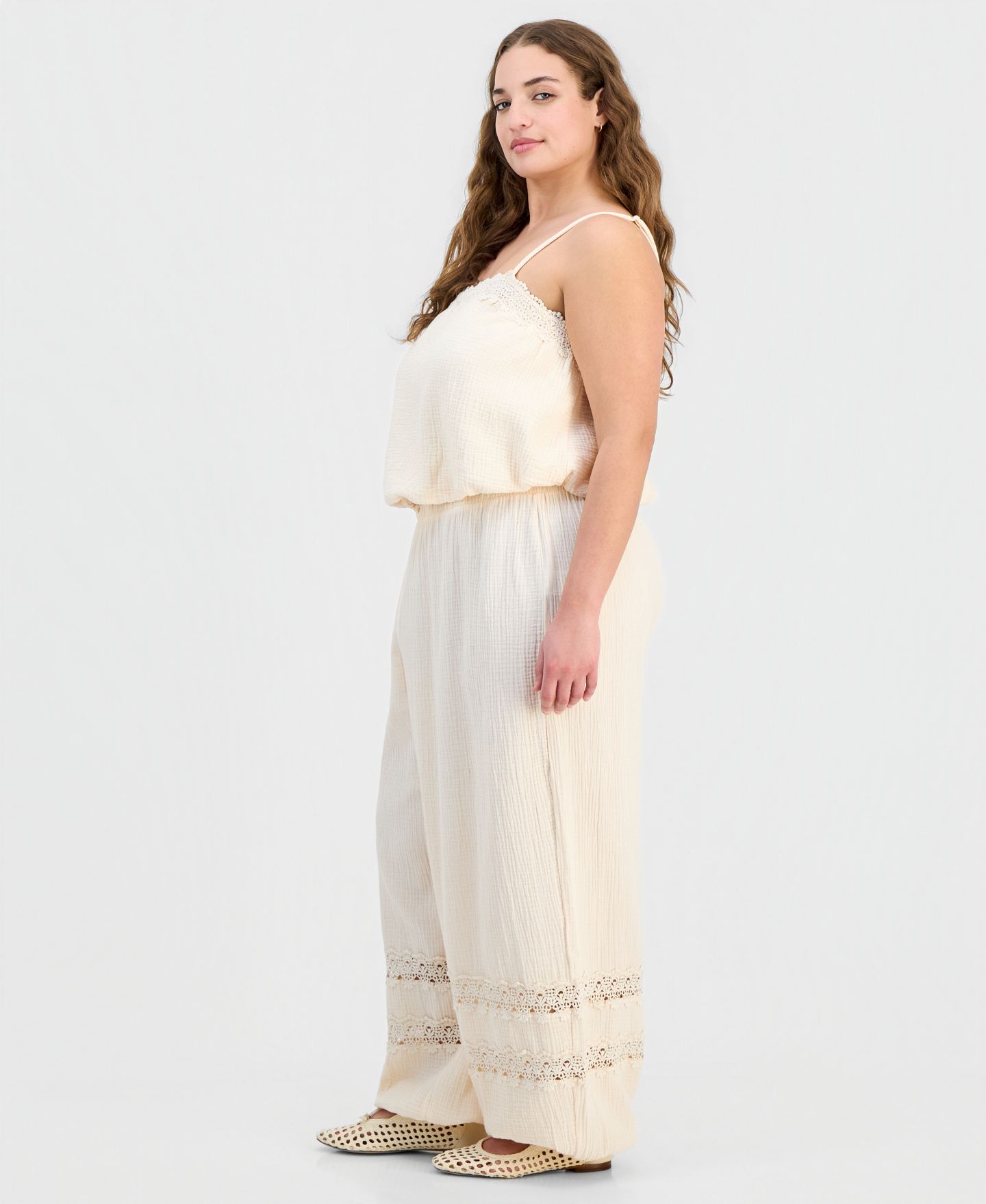 Женские брюки And Now This Trendy Plus Size Cotton Gauze Balloon, цвет: Бежевый — фото 2