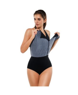 Women's Twist Front Halter Sporty One-piece Swimsuit WSWb61017