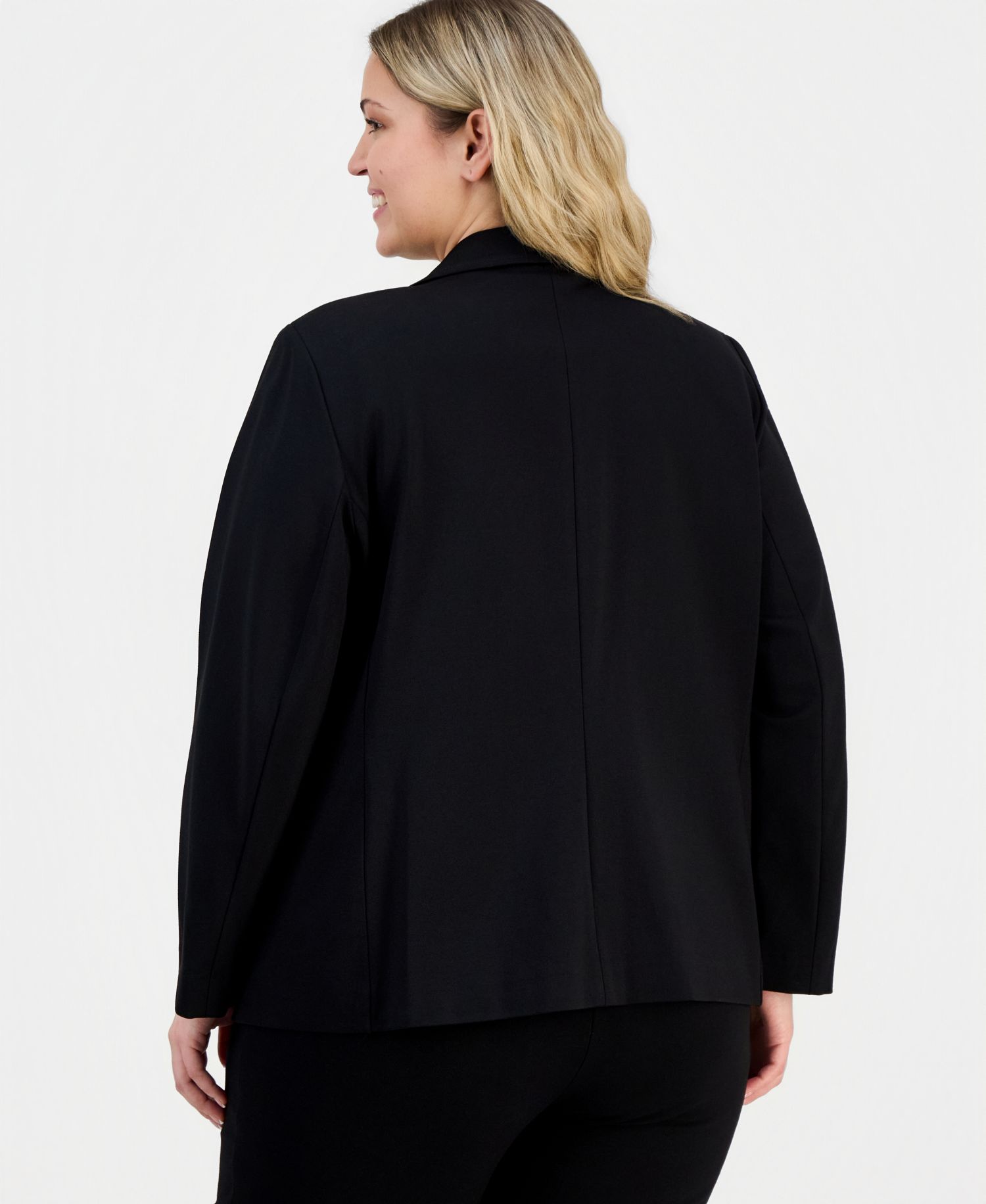 Plus Size Faux Double-Breasted Open-Front Blazer