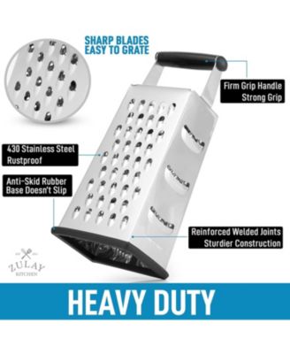 4-Sided Cheese Grater - Easy Grip Handle & Anti-Skid Base Stainless Steel Grater