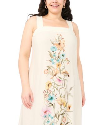 Plus Size Thick Strap Square Neck Maxi Dress