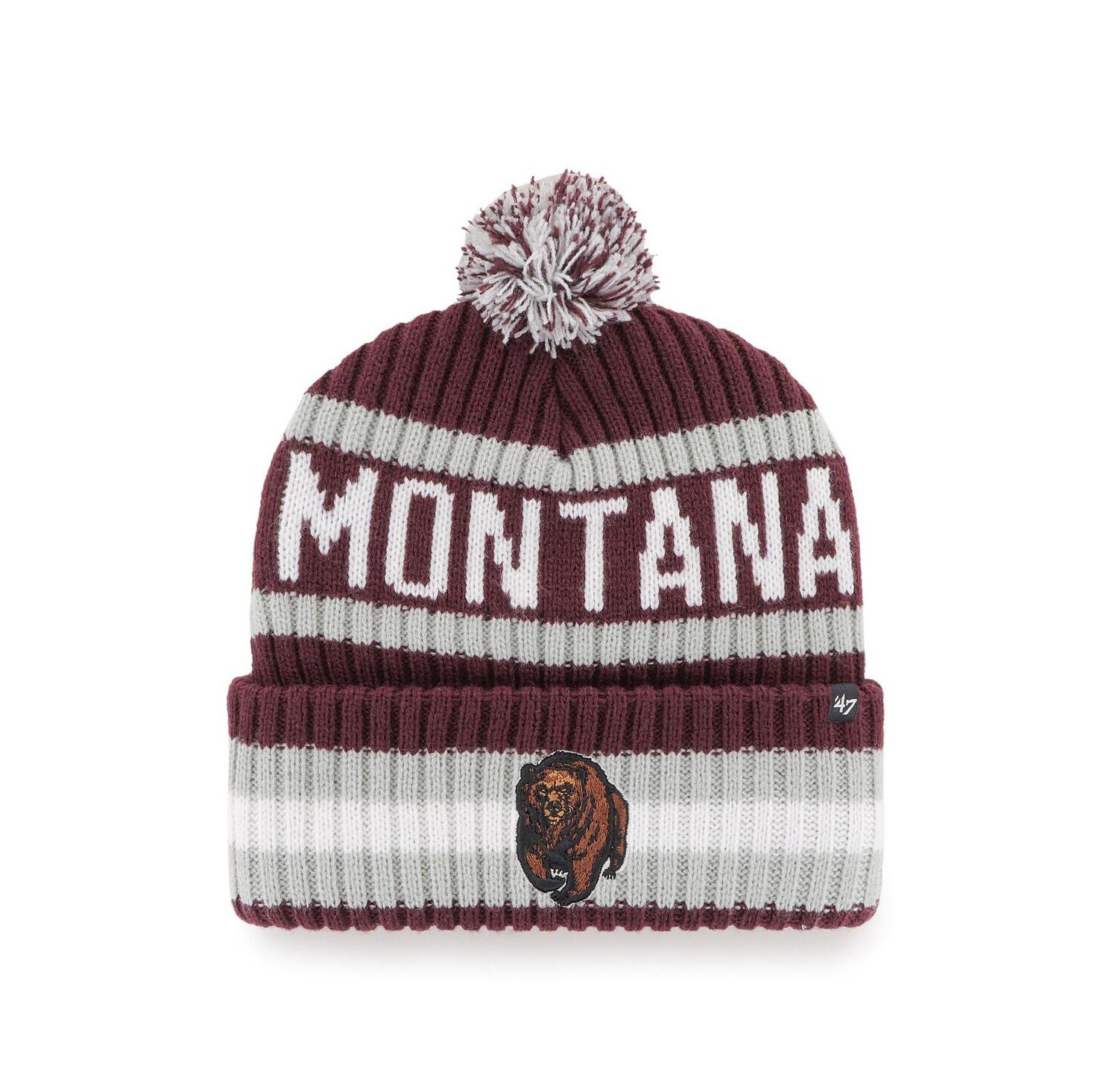 Men's Maroon Montana Grizzlies Bering Cuffed Knit Hat with Pom