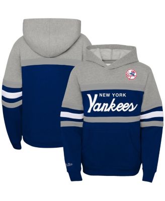 Big Boys and Girls Heather Gray/Navy New York Yankees Cooperstown Collection Head Coach Pullover Hoodie