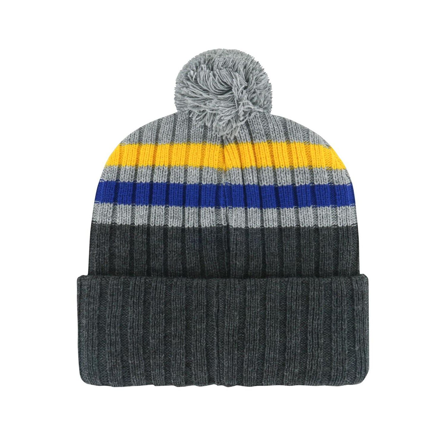 Men's Gray St. Louis Blues Stack Patch Cuffed Knit Hat with Pom
