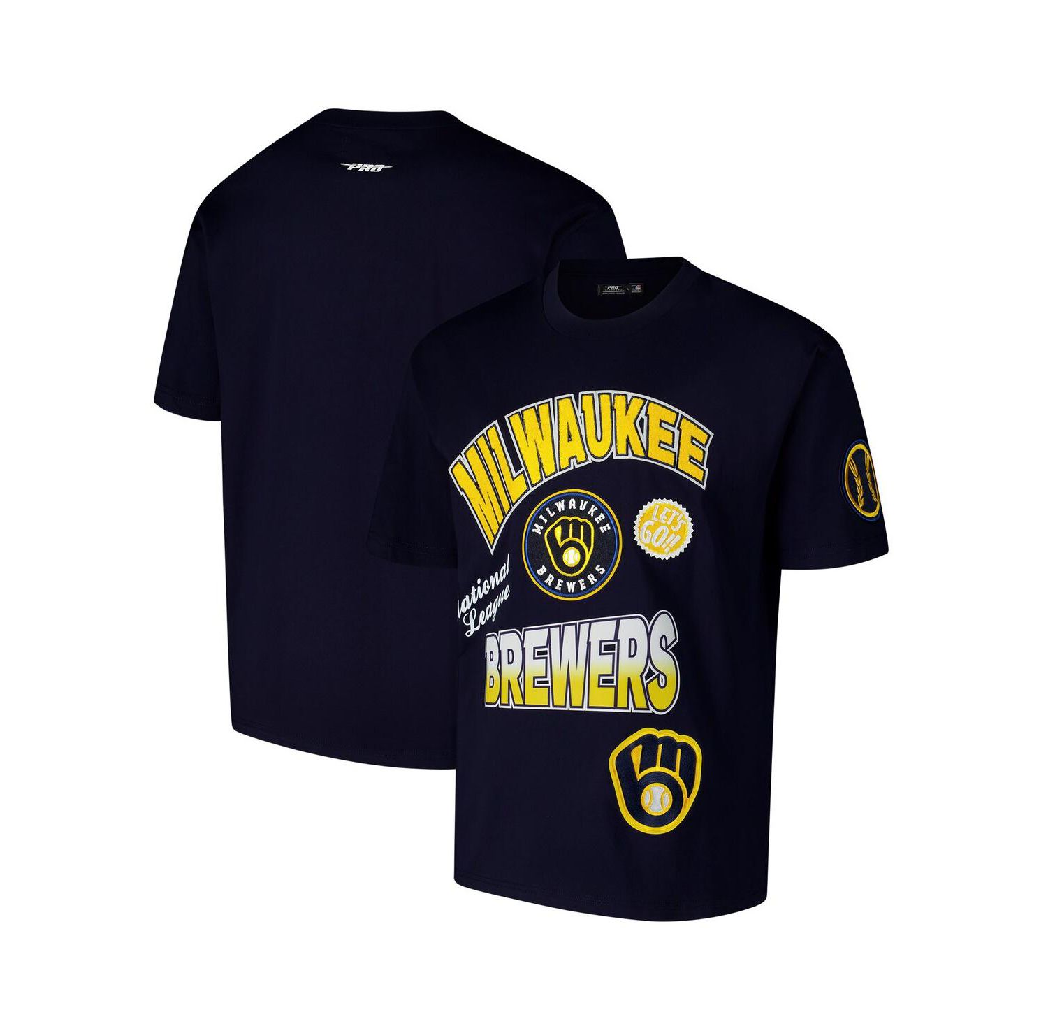 Men's Navy Milwaukee Brewers Turn It Up Dropped Shoulder T-Shirt