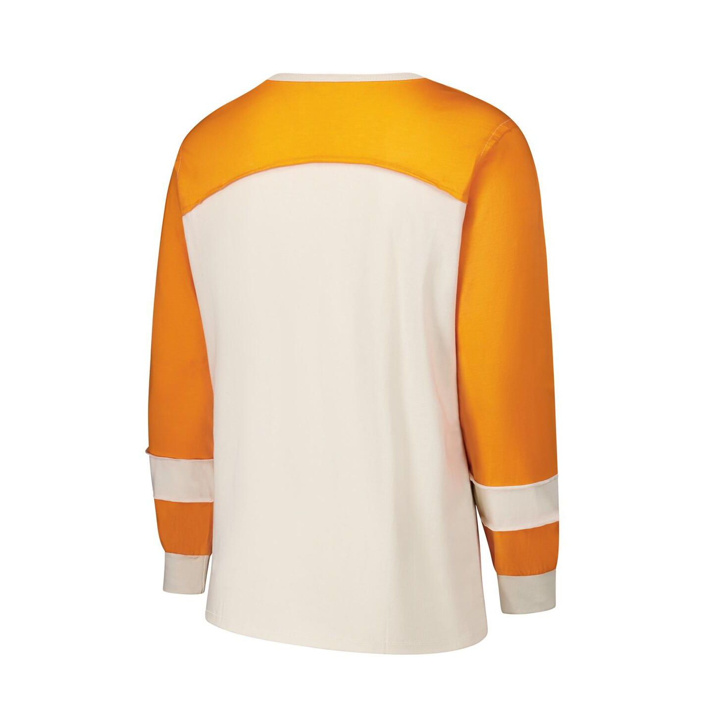Женская футболка '47 Brand Cream/Orange Miami Dolphins Plus Size Double Header Curve Toni Long Sleeve — фото 3