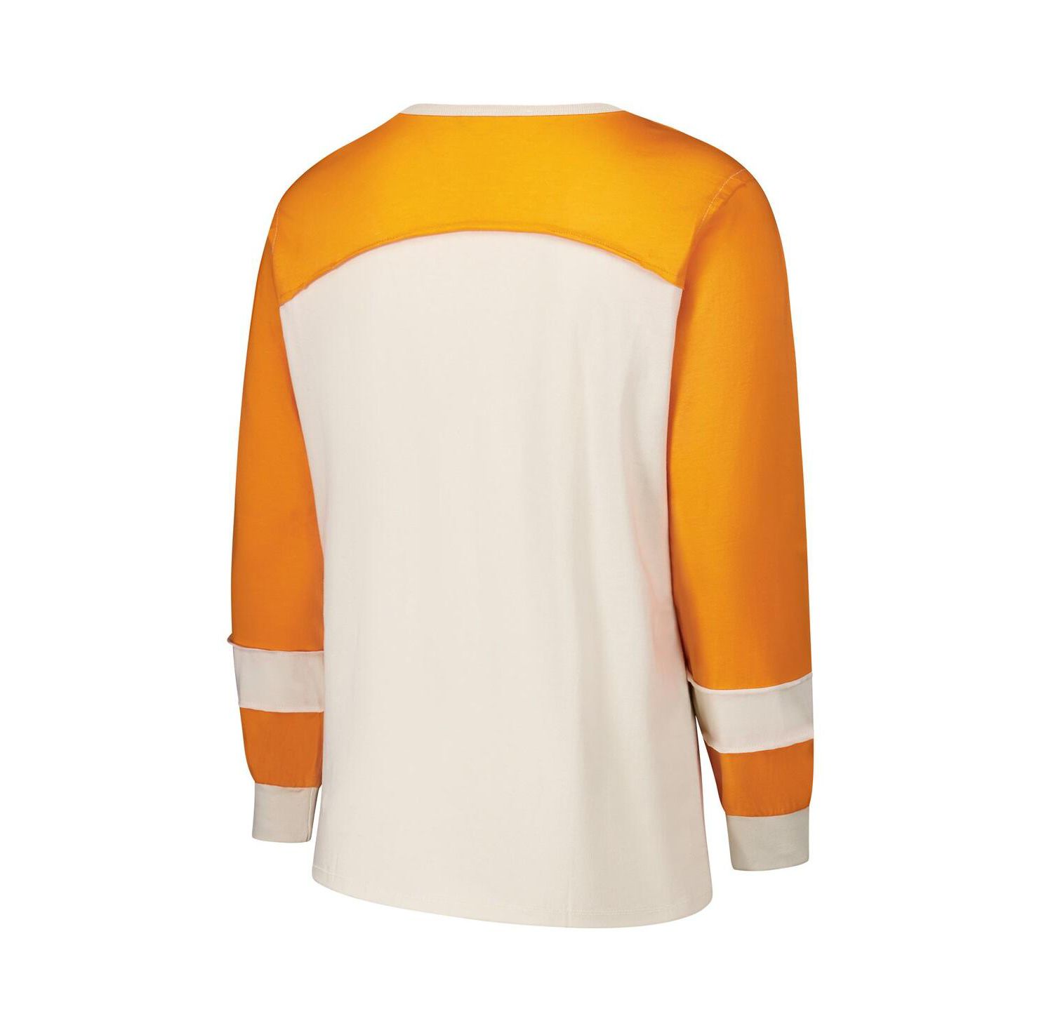 Women's Cream/Orange Miami Dolphins Plus Size Double Header Curve Toni Long Sleeve T-Shirt