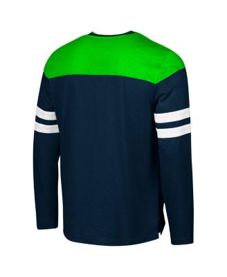 Men's College Navy/Neon Green Seattle Seahawks Adaptive Hail Mary Long Sleeve T-Shirt