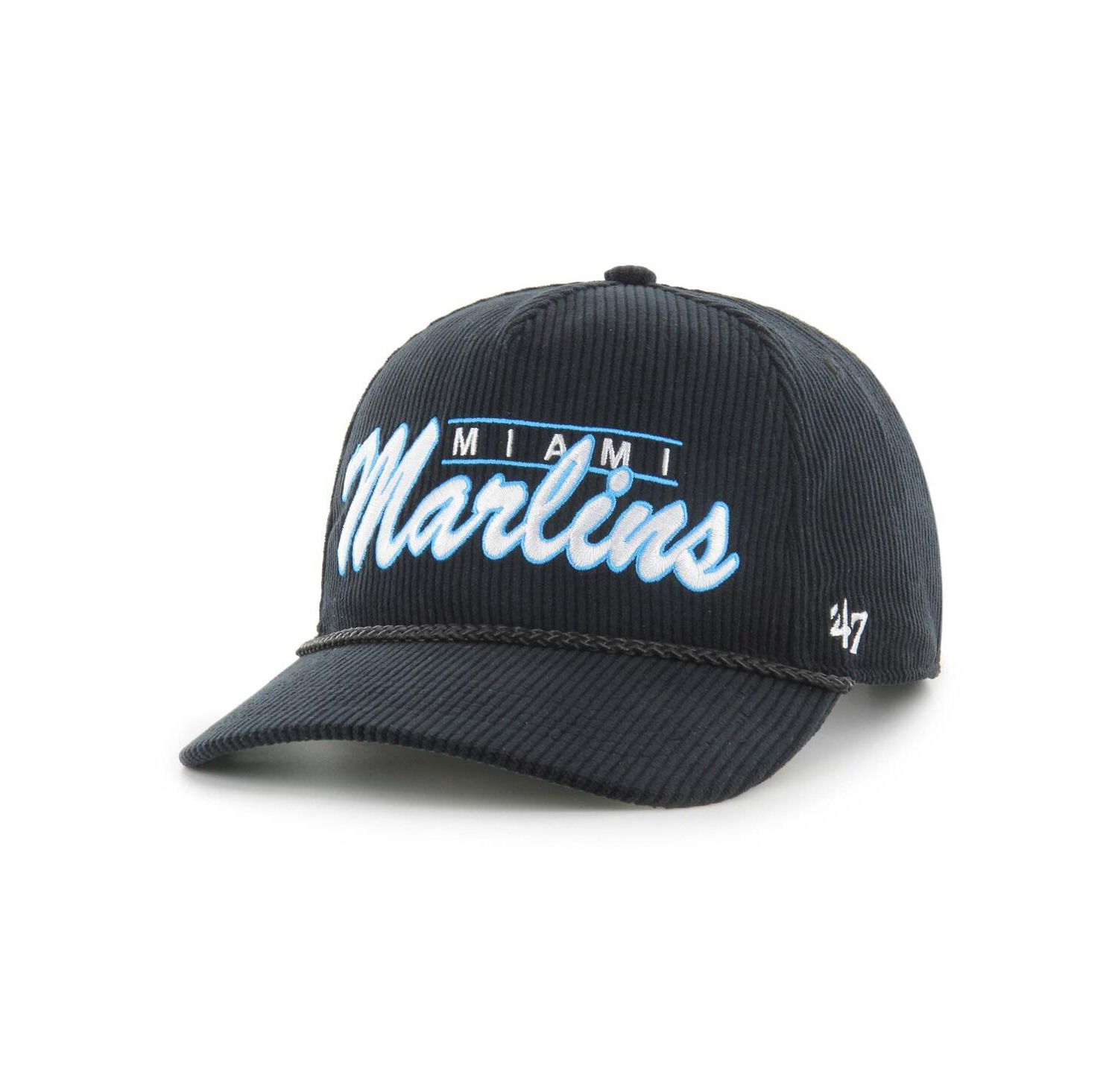 Men's Black Miami Marlins Corduroy Hitch Adjustable Hat