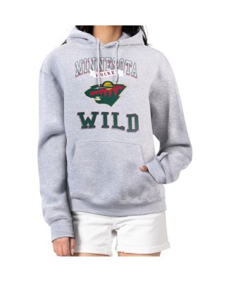 Women's Heather Gray Minnesota Wild Team Logo Tri-Blend Fleece Pullover Hoodie