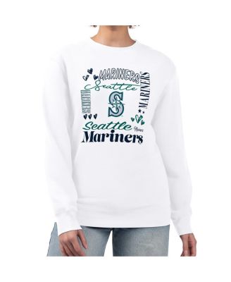 Women's White Seattle Mariners Collage Team Graphic Fleece Pullover Hoodie