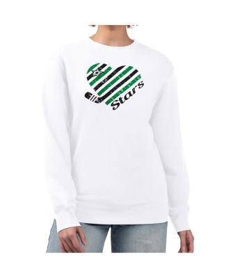 Women's White Dallas Stars Heart Graphic Pullover Sweatshirt