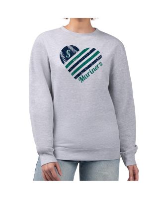 Women's Heather Gray Seattle Mariners Heart Logo Fleece Pullover Sweatshirt