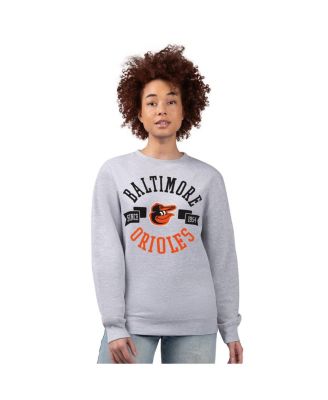 Women's Heather Gray Baltimore Orioles Team Logo Fleece Pullover Sweatshirt