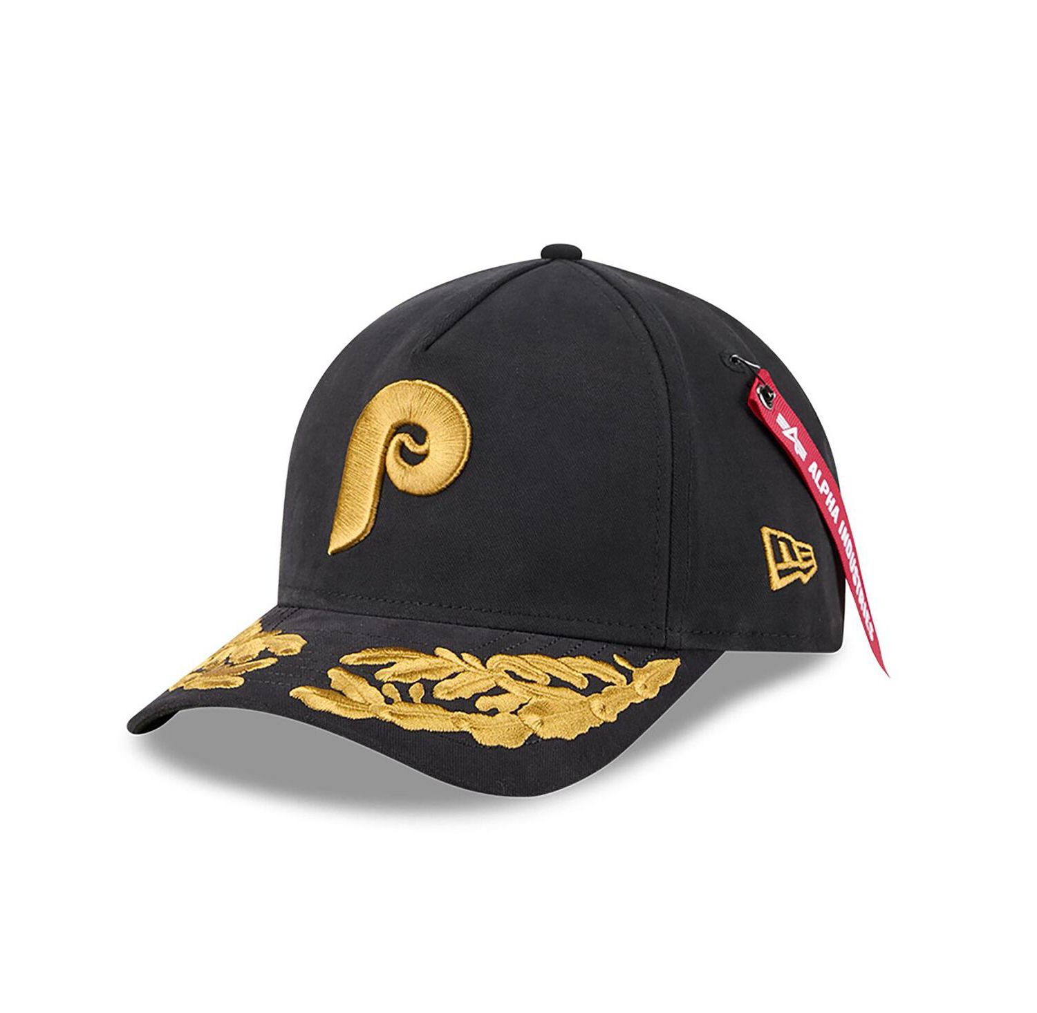 x Alpha Industries Men's Black Philadelphia Phillies A-Frame 9FORTY Adjustable Hat
