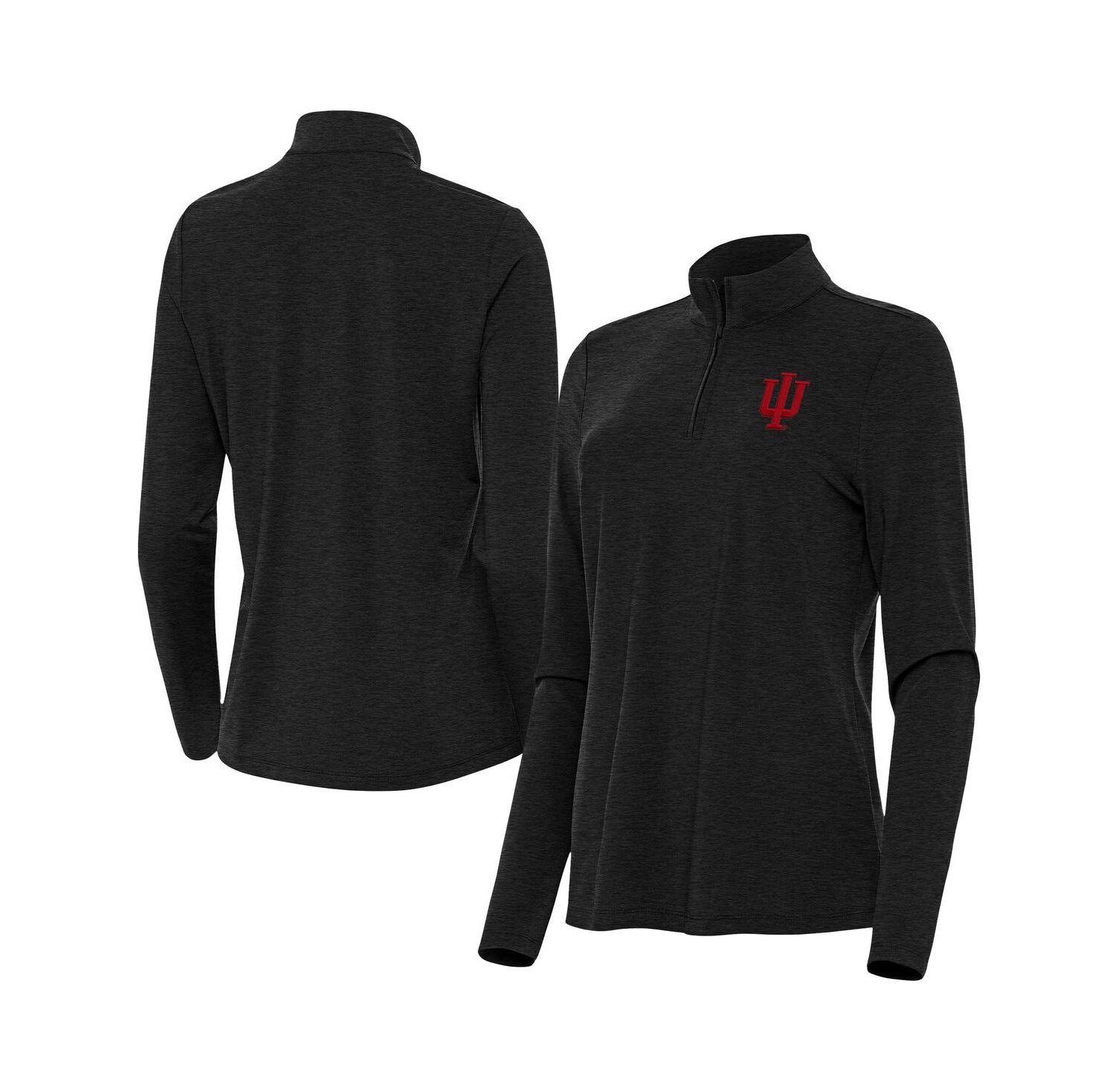 Women's Heather Black Indiana Hoosiers Bright Quarter-Zip Sweatshirt