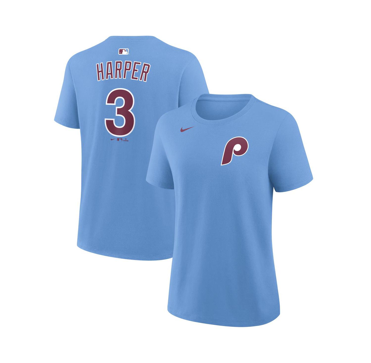 Women's Bryce Harper Light Blue Philadelphia Phillies Name & Number T-Shirt