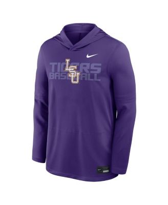 Men's Purple LSU Tigers Dugout Dri-FIT Long Sleeve Hooded T-Shirt