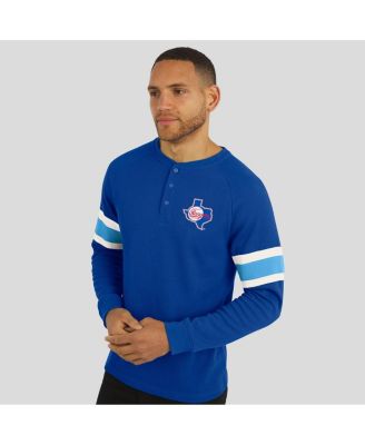 Darius Rucker Collection By Men's Royal Texas Rangers Waffle-Knit Raglan Long Sleeve Henley T-Shirt