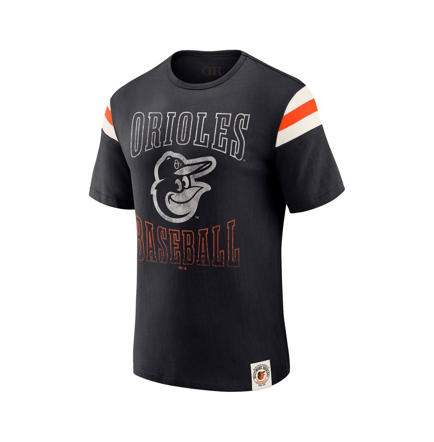 Мужская футболка Fanatics Darius Rucker Collection By Black Baltimore Orioles Distressed Sleeve Stripe — фото 2
