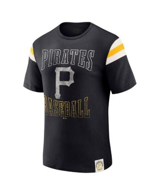 Darius Rucker Collection By Men's Black Pittsburgh Pirates Distressed Sleeve Stripe T-Shirt